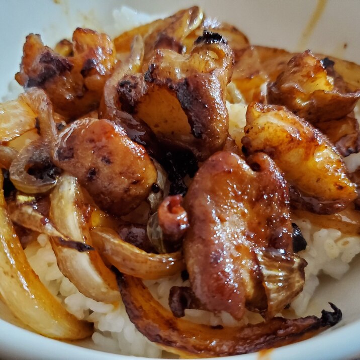 簡単！ホルモン丼！(*^^*)